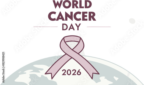 World cancer day 2026 global awareness ribbon for health support