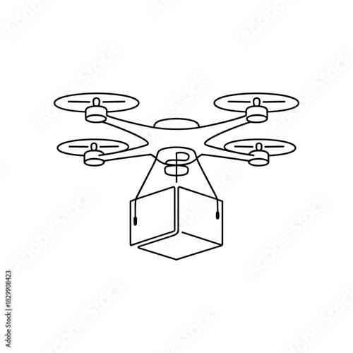 Drone Delivery Line Art Illustration