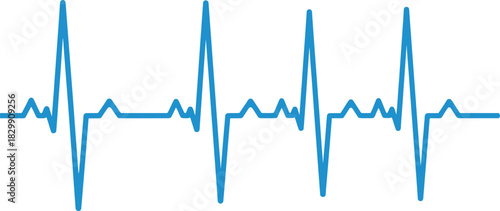 A simple blue heartbeat line illustration on a clean white background