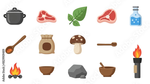 Collection of essential survival and crafting items for outdoor adventures.