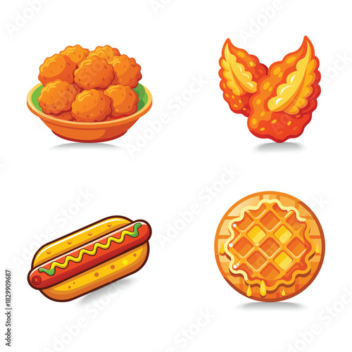 Assortment of american fast food and snacks