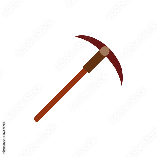 Illustration of a brown pickaxe on a white background on transparent background