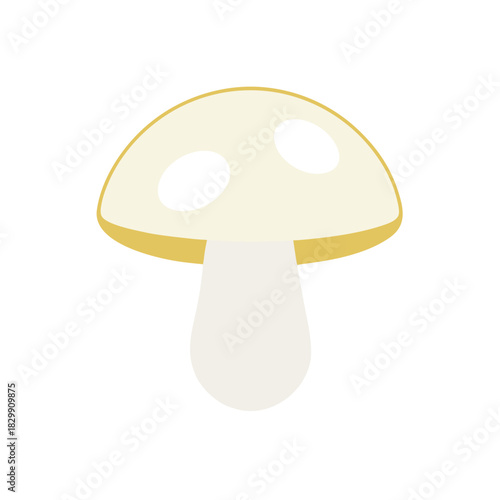 Illustration of a mushroom with a yellow cap and stem on transparent background