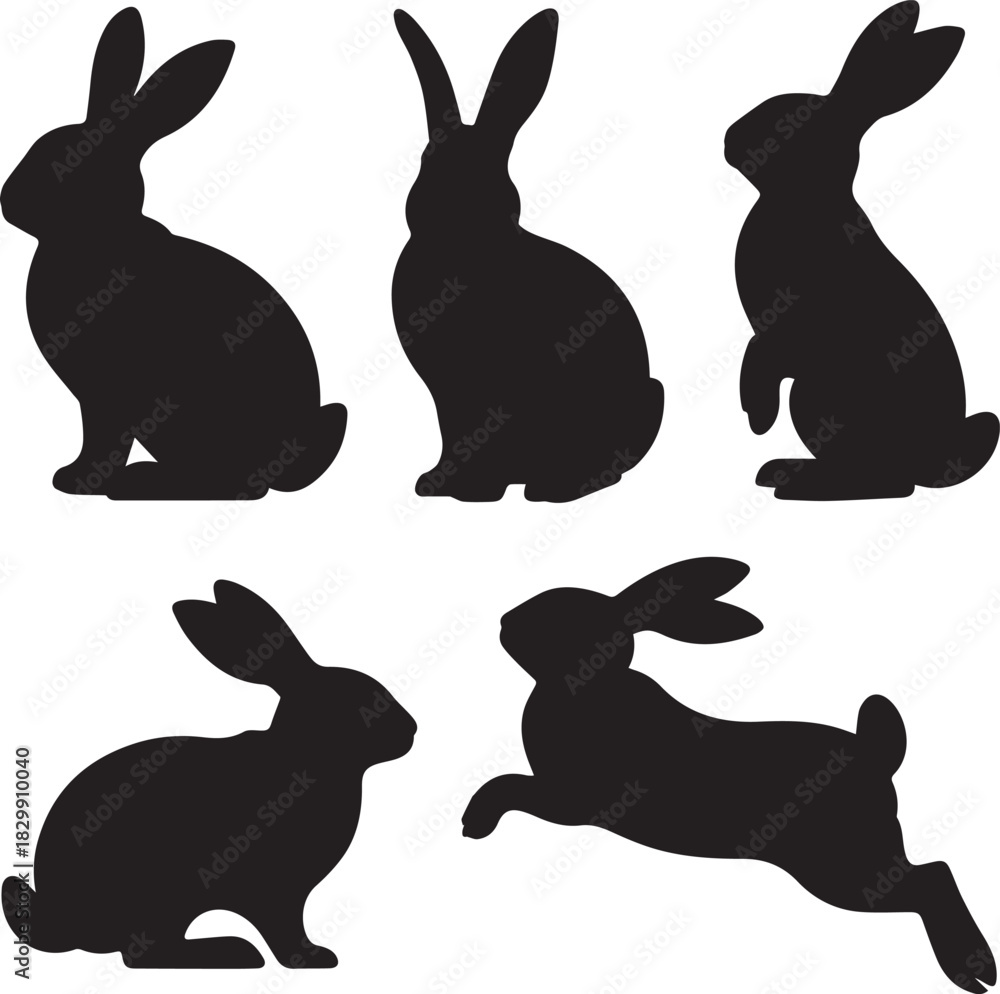 Obraz premium Rabbit Silhouettes Easter Bunny Decoration Vector Art