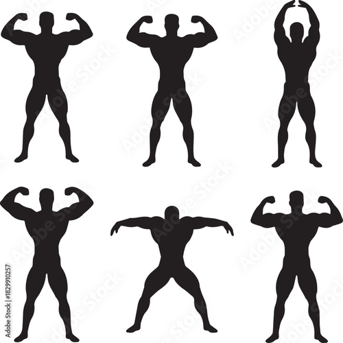 Bodybuilder silhouettes collection fitness and muscular concept