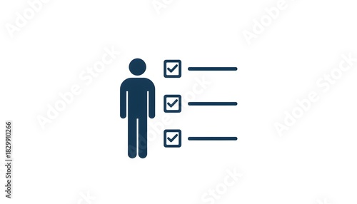 Human Resources Icon Featuring Person Silhouette Beside Completed Business Checklist for Recruitment and Task Management
