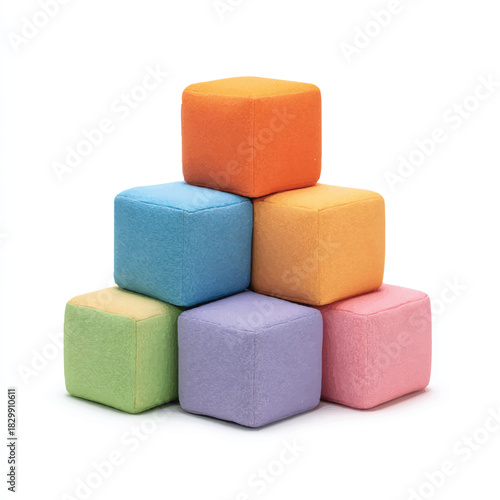 Colorful Cube Stack Childrens Educational Toy Block Pyramid Isolated