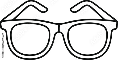 Eyeglasses outline icon for vision concept, Minimal black line icon of classic eyeglasses, representing eyesight, optical accessories, reading, style, and vision correction concepts.

