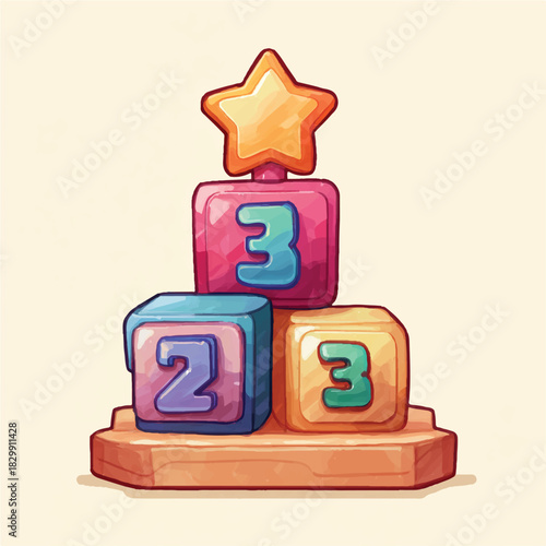 Colorful Number Blocks with Star Education and Learning Concept