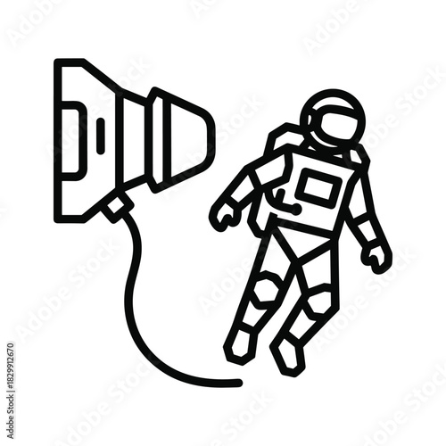 Astronaut Spacewalk with Space Capsule Icon