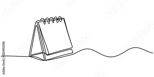 Continuous one line drawing of a desktop calendar. simple design for scheduling, time management, and event planning, appointments. Vector, illustration