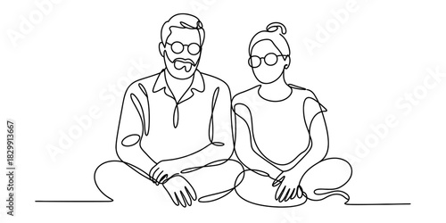 Continuous line art drawing of an elegant rhythmic gymnast performing a graceful dance with a long flowing ribbon in motion. Vector, illustration