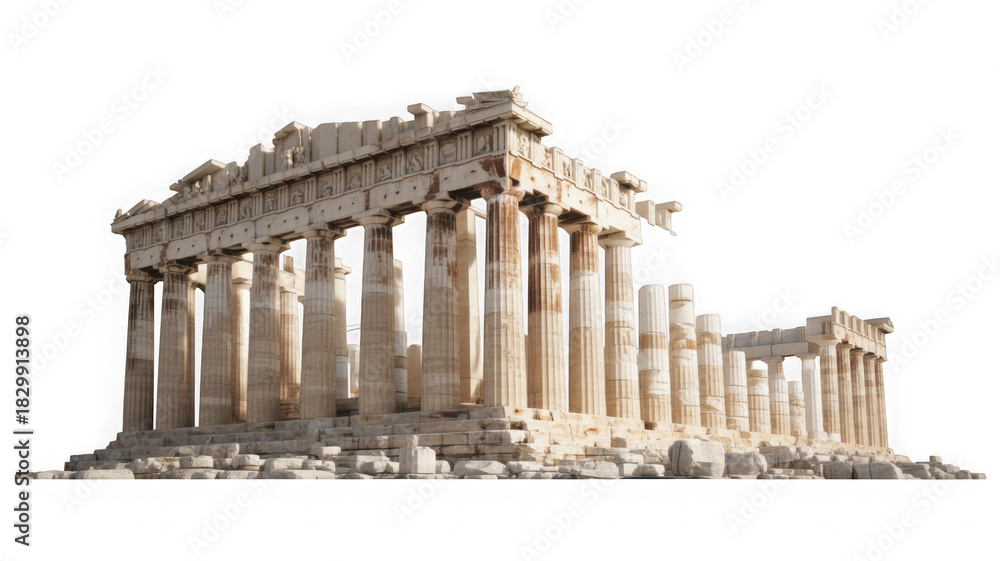 Fototapeta premium Parthenon ancient greek temple iconic landmark isolated on transparent background