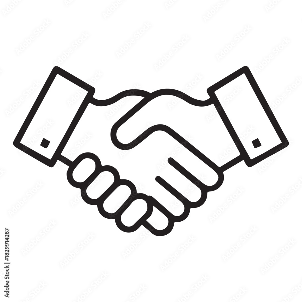 Naklejka premium Business agreement handshake or friendly handshake icon vector
