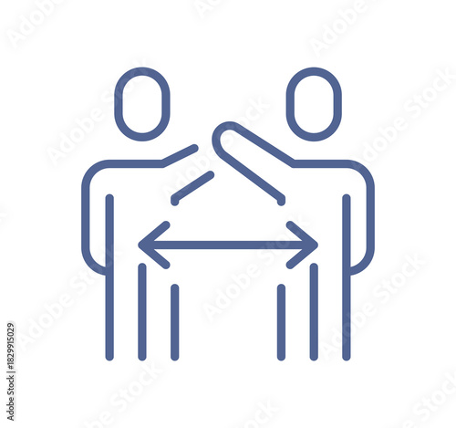 Two-way communication icon showing mutual exchange and information transfer for collaborative interaction, feedback cycle, team coordination and cooperative workflow flat vector illustration.