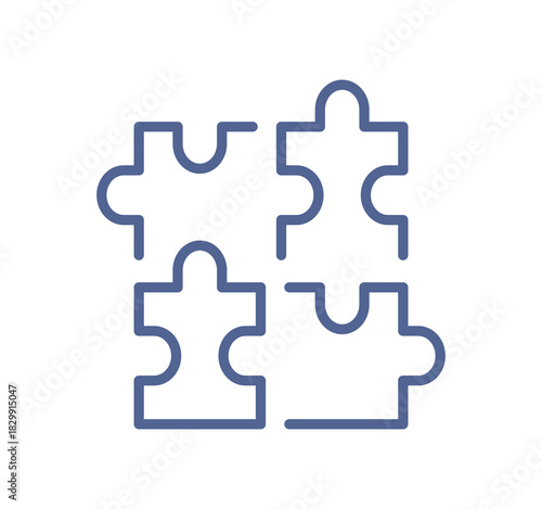 Puzzle pieces icon symbolizing strategic planning, problem solving, teamwork coordination, project alignment, business structure integration and collaborative solution development flat vector.