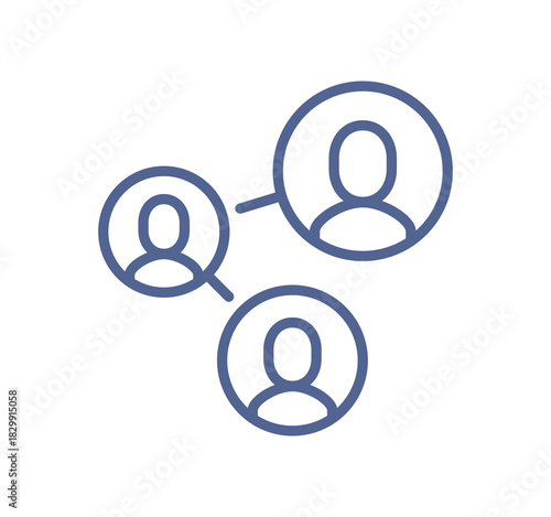 Team network icon representing social connection, group communication, employee collaboration, organizational link structure, teamwork relations and community interaction flat vector illustration.