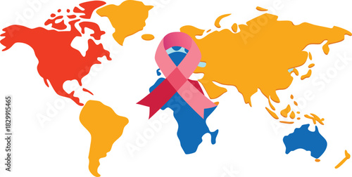 World cancer day purple awareness ribbon and celebration confetti