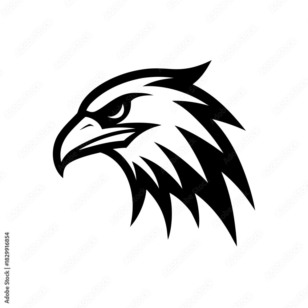 Obraz premium Stylized graphic depiction of an eagle head icon on transparent background
