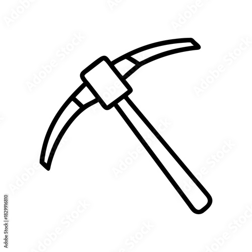 Outline drawing of a classic pickaxe tool item on transparent background
