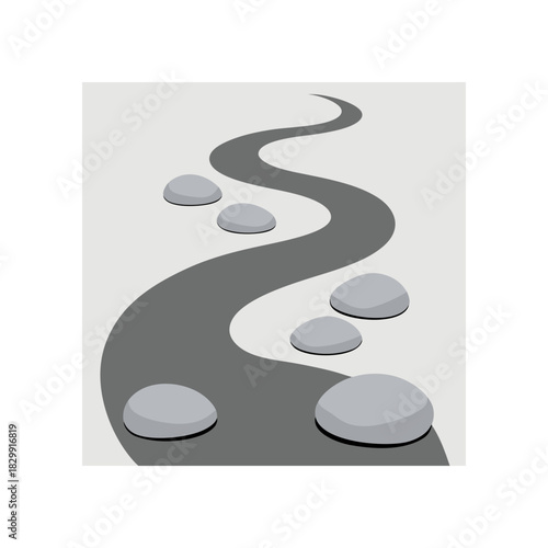 Winding path with stepping stones illustration art on transparent background