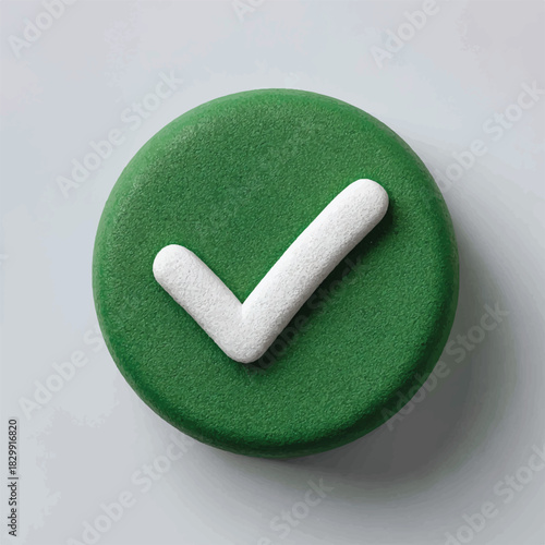 Green circle with white checkmark icon illustration depicting confirmation