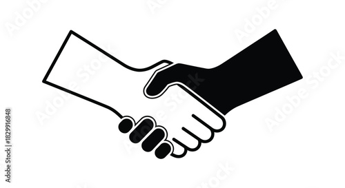 A simple illustration depicting two hands in a firm handshake