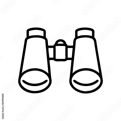Illustration of a pair of binoculars in black line on transparent background