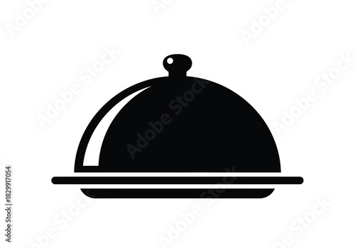 A simple black and white illustration of a covered serving dish