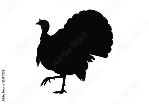 A striking silhouette of a turkey in profile boldly presented
