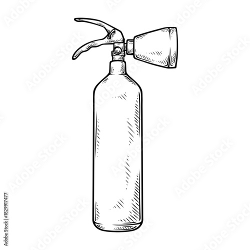 fire extinguishers vector line art illustration hand drawn