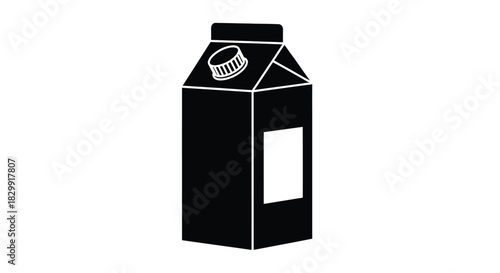 A simple black and white illustration of a gable top milk carton