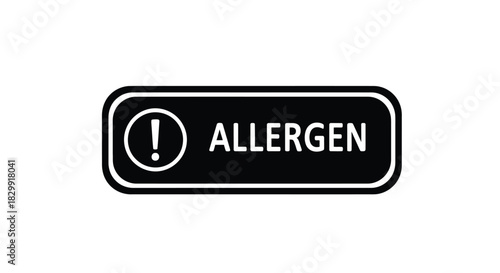 A black and white allergen warning sign with an exclamation point