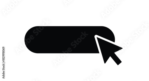 A black rectangle with a white cursor pointing towards its right side