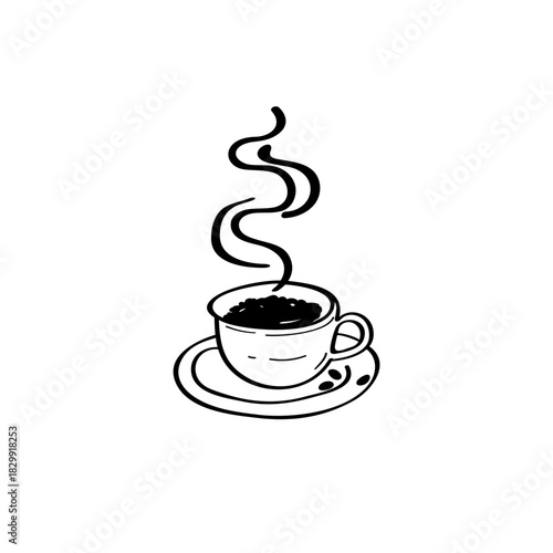 Cup of coffee, tea hand drawn vector illustrations	