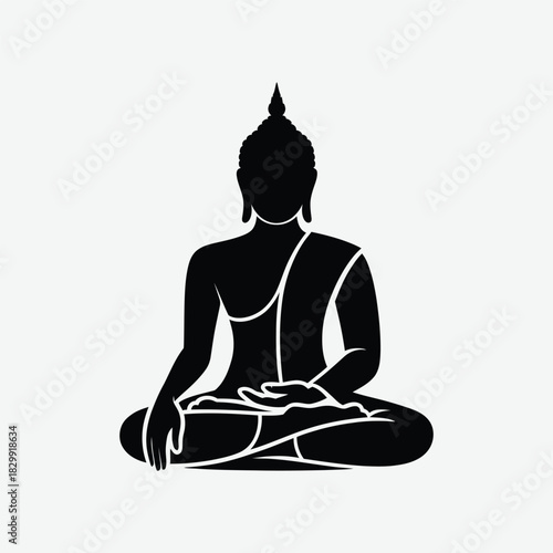 Elegant Silhouette of Meditating Figure Symbolic of Spiritual Enlightenment and Peace
