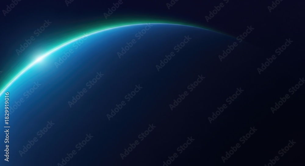 Obraz premium Abstract Blue Green Horizon Glow: Futuristic Space Atmosphere Background