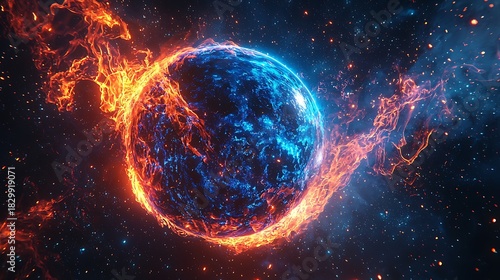 Wallpaper Mural Celestial sphere erupting in cosmic blaze high resolution picture Torontodigital.ca