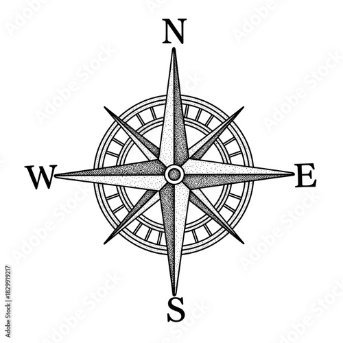 Vintage Compass Rose Nautical Navigation Tool.