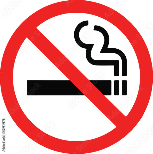 No smoking sign on white background.  No smoking sign. Smoking prohibited symbol of a cigarette in a crossed circle.