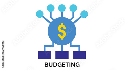 A visual representation of budgeting with a dollar sign connected to multiple outlets