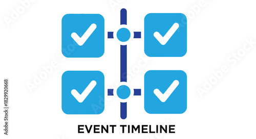 Blue checkmark squares arranged in a cross shape with a central vertical line graphic