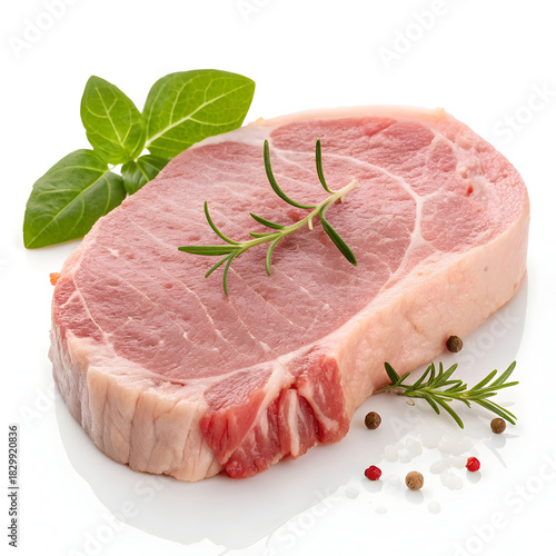 Raw veal cutlet isolated on white background showcasing fresh meat ingredient ideal for cooking, gourmet recipes, roasting,