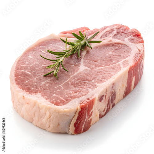 Raw veal cutlet isolated on white background showcasing fresh meat ingredient ideal for cooking, gourmet recipes, roasting,