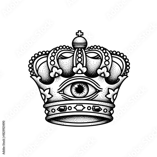 Mysterious All Seeing Eye Crown Symbol.