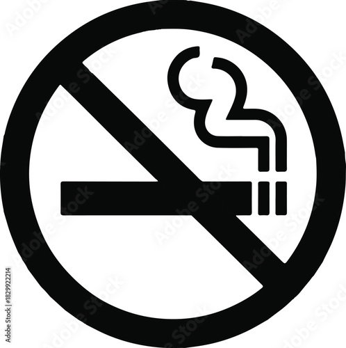 No smoking sign on white background. No smoke circle in black vector. Clear and simple vector icon for smoke-free areas, public health awareness, and anti-smoking campaigns.