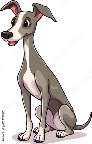 Cute cartoon a illustrator vector whippet