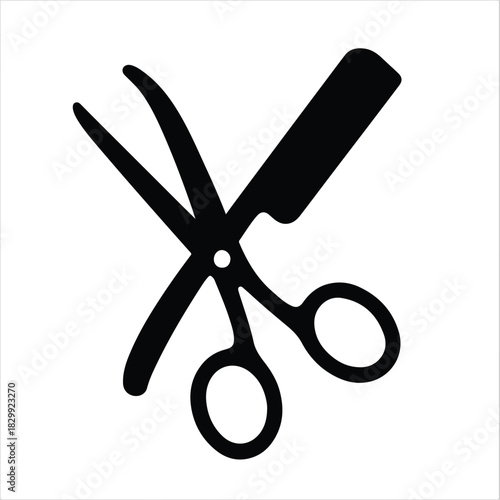 Barbershop  Icon with Scissors and Razor Silhouette,