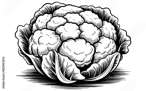 a fresh cauliflower with textured leaves, ideal for food, farming, botanical, and organic-themed searches.