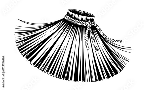 a traditional grass skirt with rope ties, suitable for cultural themes, costume designs, and artistic projects.